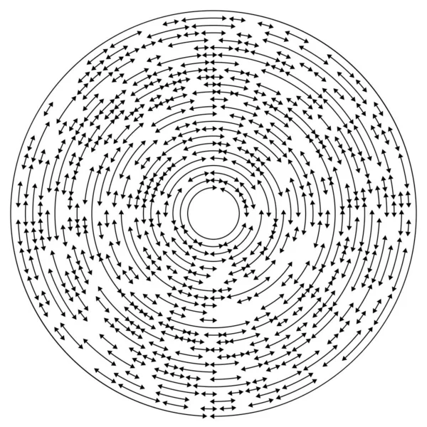 Kruhové Soustředné Šipky Opačném Směru Vektorové Znázornění — Stockový vektor