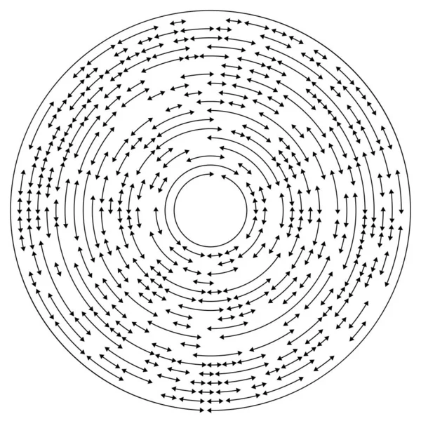 Cirkelvormige Concentrische Pijlen Tegenovergestelde Richting Vectorillustratie — Stockvector