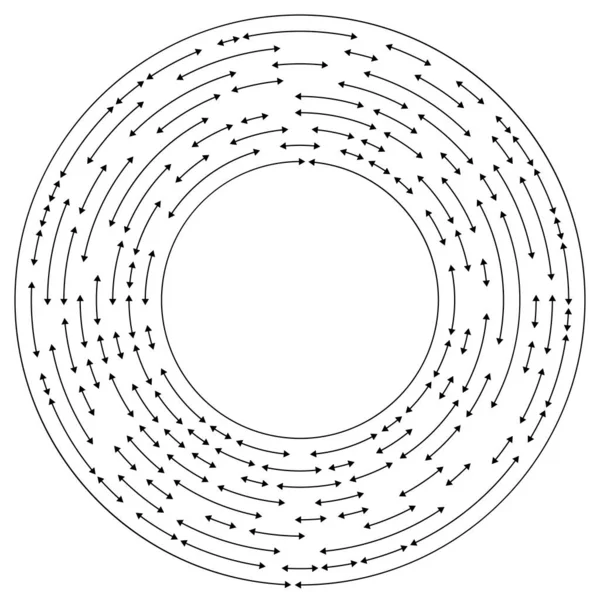 Kreisförmige Konzentrische Pfeile Gegenrichtung Vektorabbildung — Stockvektor