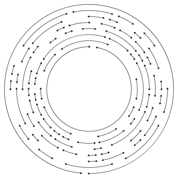 Körkörös Koncentrikus Nyilak Ellentétes Irányban Vektor Illusztráció — Stock Vector