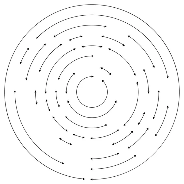 Körkörös Koncentrikus Nyilak Ellentétes Irányban Vektor Illusztráció — Stock Vector