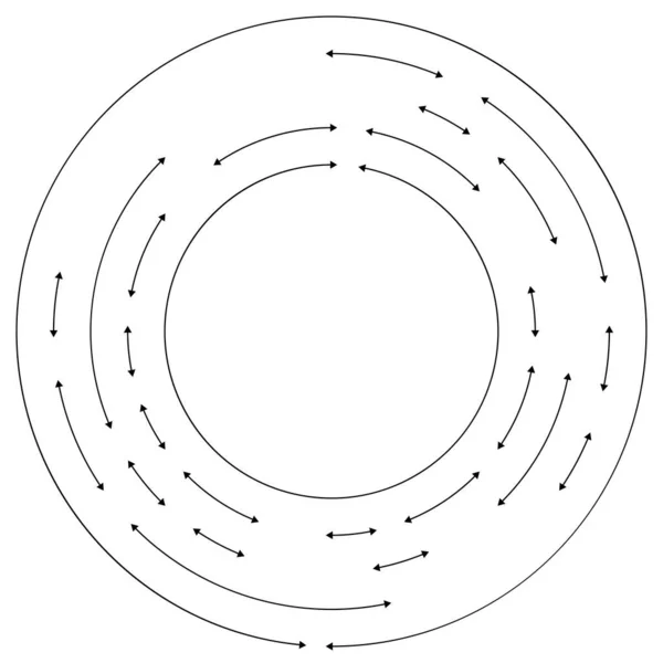 Kreisförmige Konzentrische Pfeile Gegenrichtung Vektorabbildung — Stockvektor