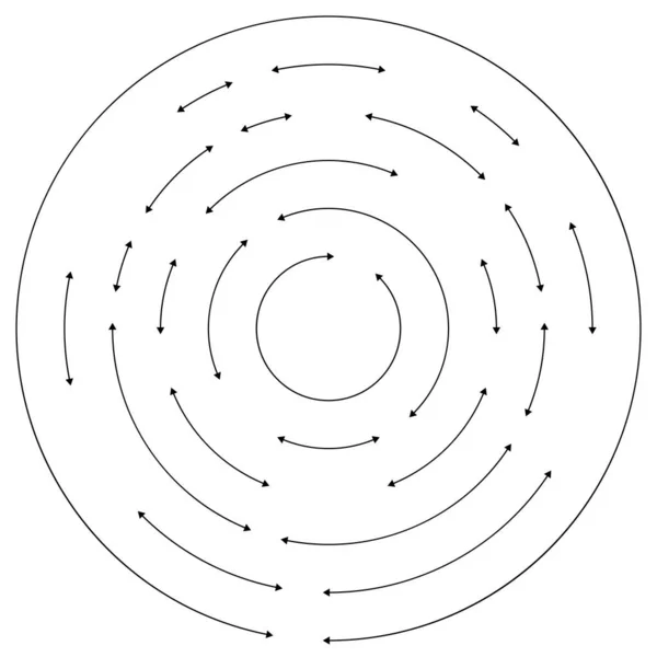 Körkörös Koncentrikus Nyilak Ellentétes Irányban Vektor Illusztráció — Stock Vector