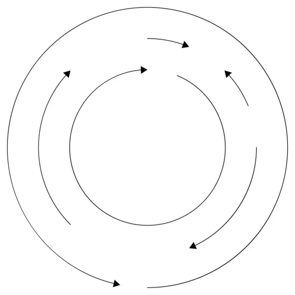 Flechas Circulares Concéntricas Dirección Opuesta Ilustración Vectorial — Vector de stock