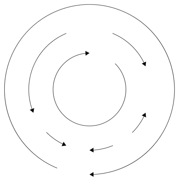 Cirkelvormige Concentrische Pijlen Tegenovergestelde Richting Vectorillustratie — Stockvector