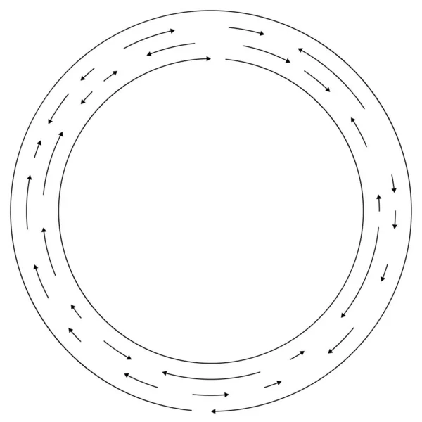 Cirkelvormige Concentrische Pijlen Tegenovergestelde Richting Vectorillustratie — Stockvector