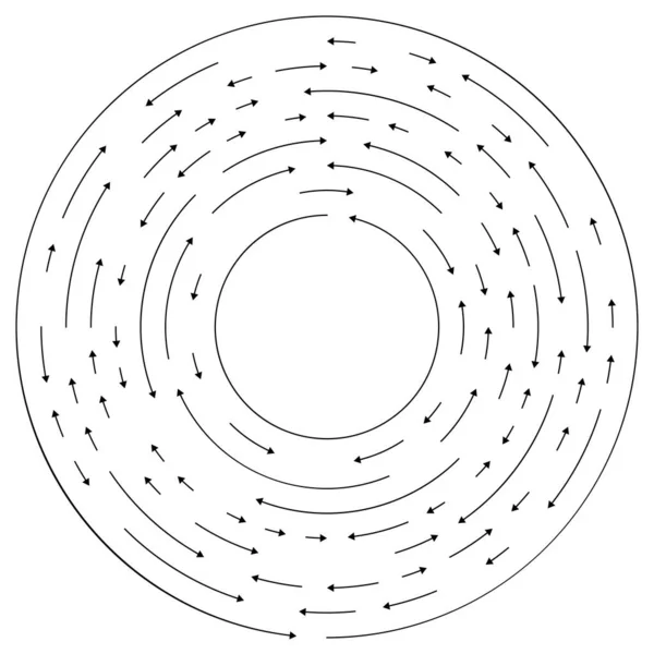 Flèches Circulaires Concentriques Dans Direction Opposée Illustration Vectorielle — Image vectorielle