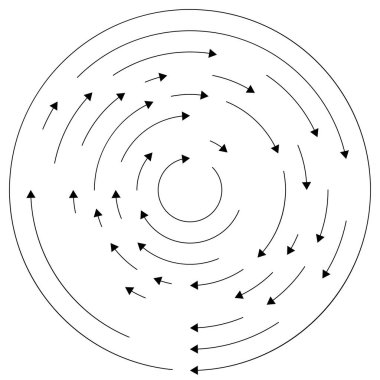 Dairede dönen oklar, basit vektör grafik tasarımı