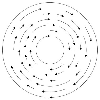 Dairede dönen oklar, basit vektör grafik tasarımı