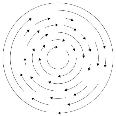 Dairede dönen oklar, basit vektör grafik tasarımı