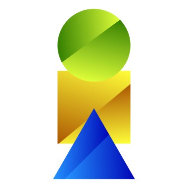 Temel şekiller logo elementini oluşturur. Üçgen, kare, daire logosu, simge, vektör illüstrasyonu, Clip sanatı grafikleri