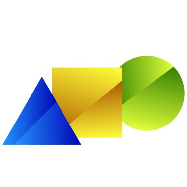 Temel şekiller logo elementini oluşturur. Üçgen, kare, daire logosu, simge, vektör illüstrasyonu, Clip sanatı grafikleri