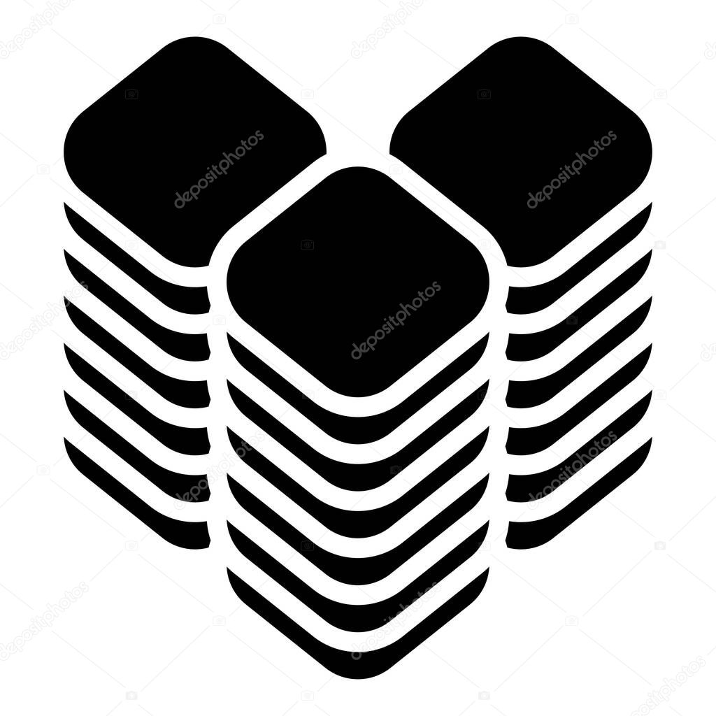 Multitier, layered icon for computing, or generic stack theme. Harddisk, harddrive icon, symbol, vector illustration, Clip art graphics