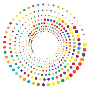 Noktalı, noktalı, daireli spiral, girdap şeklinde element vektör çizimi, Clip sanat grafikleri