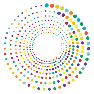 Noktalı, noktalı, daireli spiral, girdap şeklinde element vektör çizimi, Clip sanat grafikleri