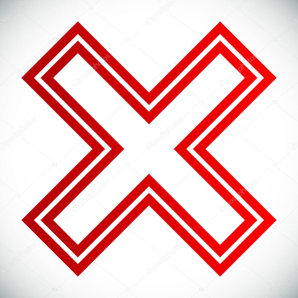 Cross symbol. Letter X, simple vector graphics design