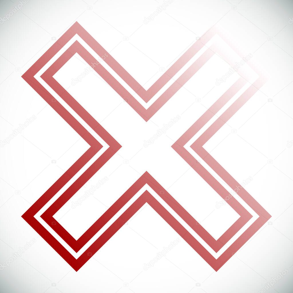 Cross symbol. Letter X, simple vector graphics design