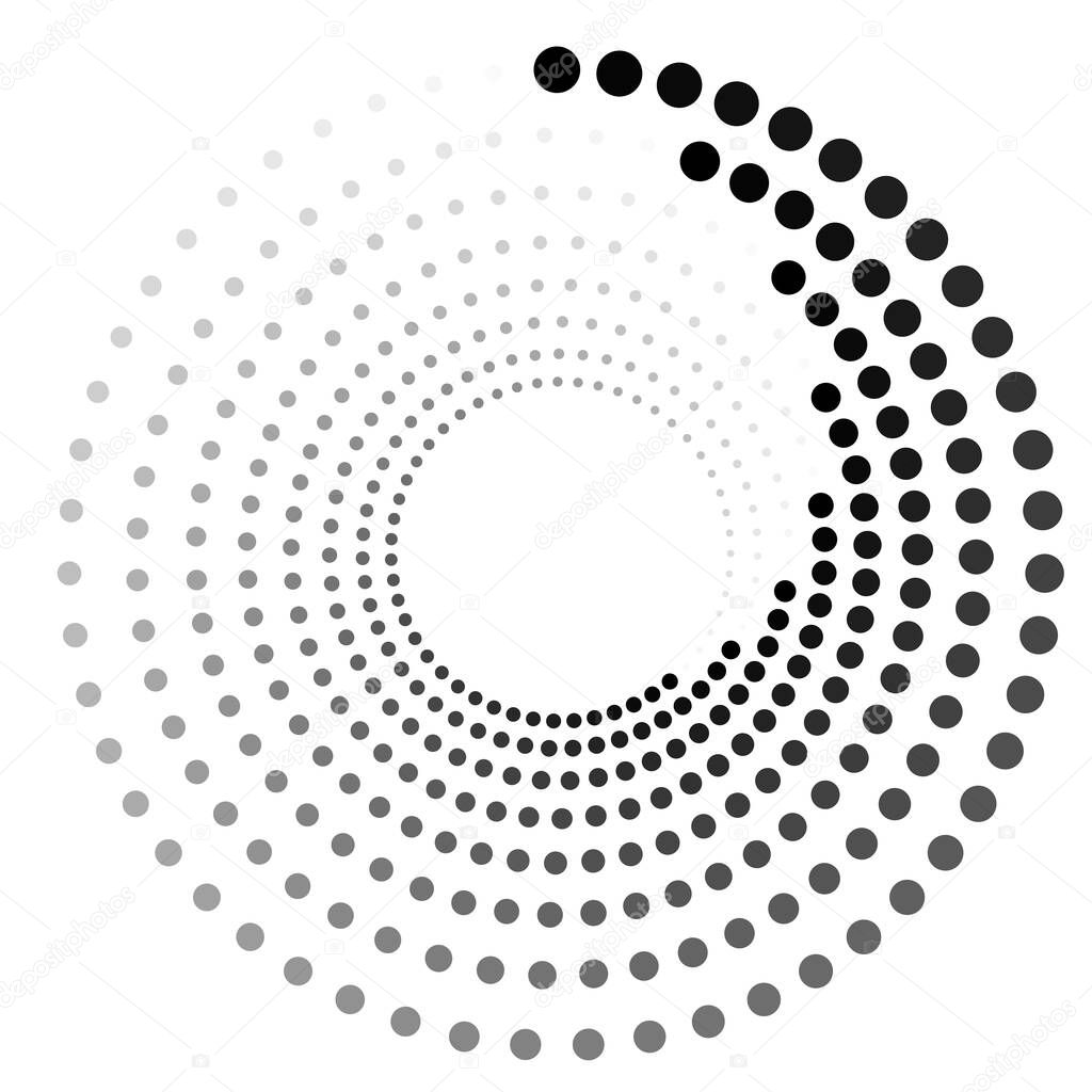 Dotted, dots, circles spiral, swirl, twirl shape element  vector illustration, Clip art graphics