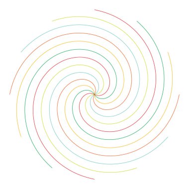 Radikal, kıvrımlı, kıvrımlı, çarpıtma efektli çizgiler. Patlama spiral çizgileri vektörü