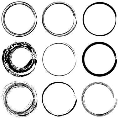 Sketchy, doobble, grungy circle desenli tasarım elementi