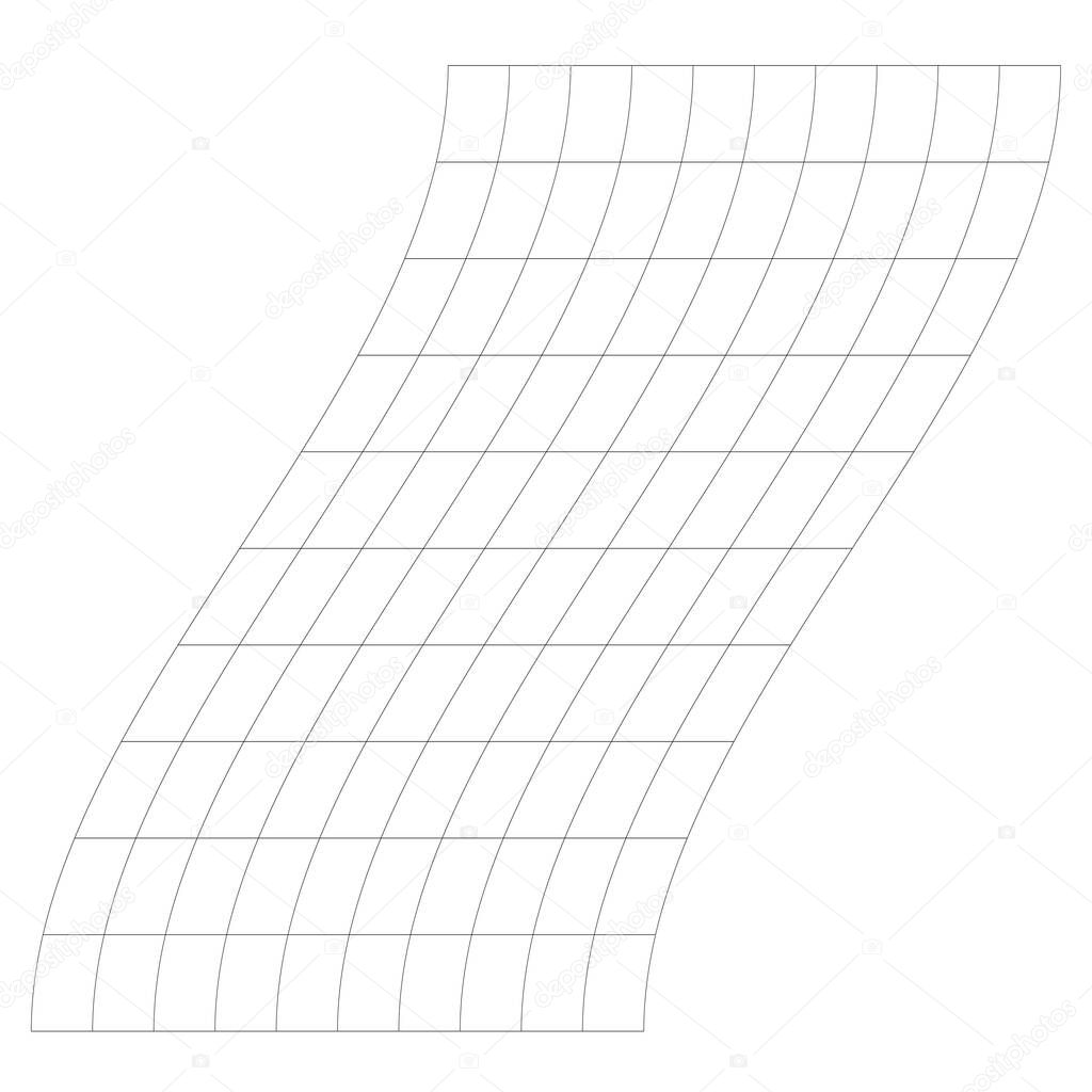 Grid, mesh with deform, distort effect. Abstract vector element