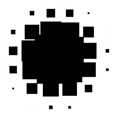 Dairesel yarım ton, karelerden oluşan ekran elemanı. Geometrik ögeyi kareler