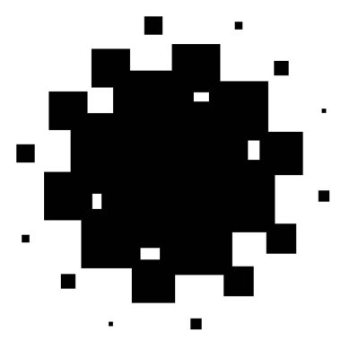 Dairesel yarım ton, karelerden oluşan ekran elemanı. Geometrik ögeyi kareler