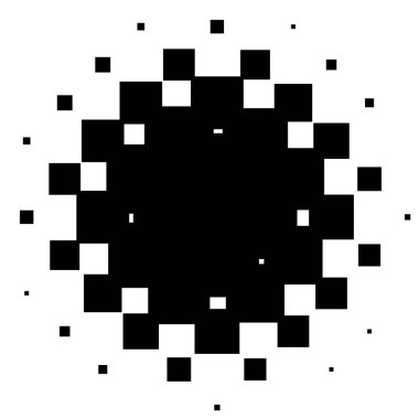 Dairesel yarım ton, karelerden oluşan ekran elemanı. Geometrik ögeyi kareler