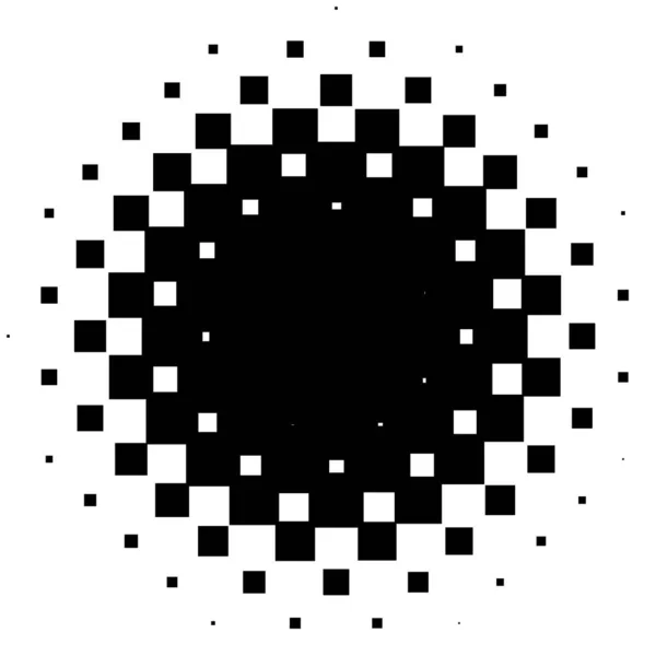 Cirkelvormige Halve Toon Screentone Element Gemaakt Van Vierkanten Vierkante Geometrische — Stockvector