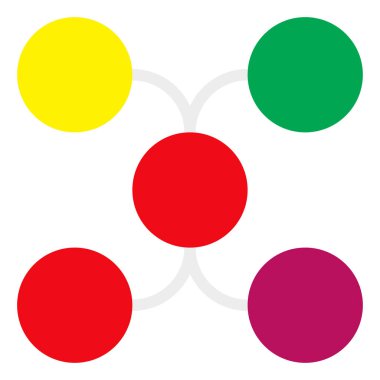 Bağlantıları olan düğümler. Birbirine bağlı çemberler bilgi grafikleri, sunum şablonu ögesi 