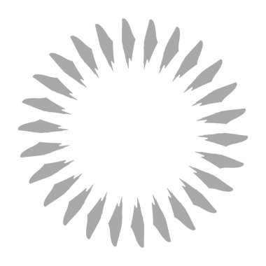 Radyal grungy, desenli kirişler, ışınlar, çizgiler soyut vektör illüstrasyon elementi