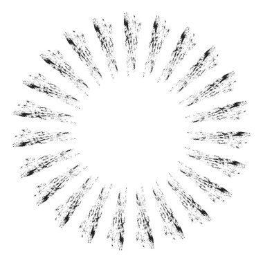 Radyal grungy, desenli kirişler, ışınlar, çizgiler soyut vektör illüstrasyon elementi