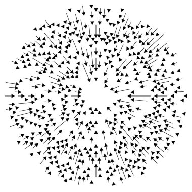 Basınç için içe bakan oklar, toplama, küçültme veya söndürme kavramları