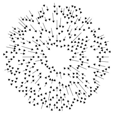Basınç için içe bakan oklar, toplama, küçültme veya söndürme kavramları