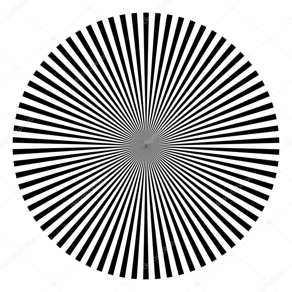 Radiating lines, stripes abstract element for explosion, vector illustration template