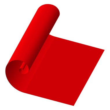 3D kağıt, kumaş malzemesi rulo simgesi, vektör illüstrasyonu