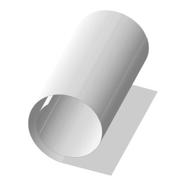 3D kağıt, kumaş malzemesi rulo simgesi, vektör illüstrasyonu