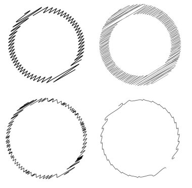 Skeç, karalama ve karalama çemberi (ler). El çizimi dairesel öge