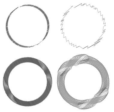 Skeç, karalama ve karalama çemberi (ler). El çizimi dairesel öge