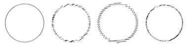 Skeç, karalama ve karalama çemberi (ler). El çizimi dairesel öge