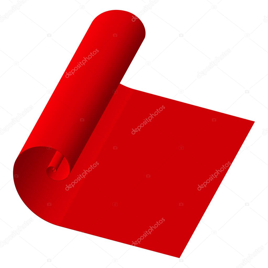 3D paper, cloth material roll icon, vector illustration