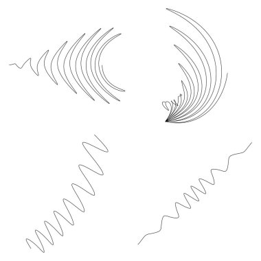 Dalgalı, dalgalı çizgiler soyut tasarım öğesi. Günahkar, dalgalı, dalgalı, titrek çizgiler