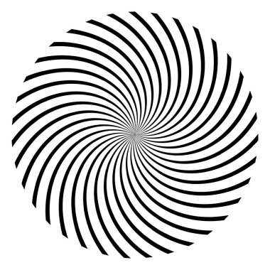 Spiral tasarım elemanı. Dönen radyal çizgiler vektör çizimi