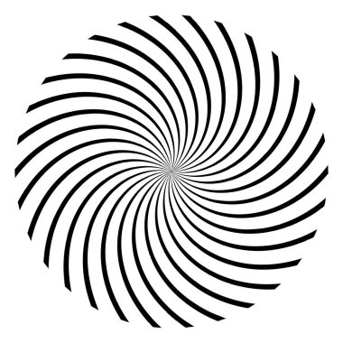 Spiral tasarım elemanı. Dönen radyal çizgiler vektör çizimi