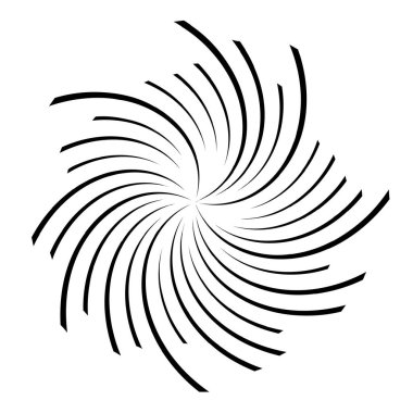 Spiral tasarım elemanı. Dönen radyal çizgiler vektör çizimi