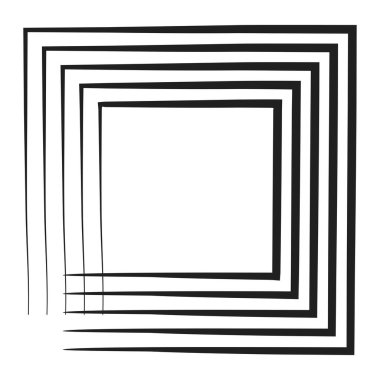 Eşmerkezli kare element. Çizilmiş çizgiler vektör illüstrasyon elemanı Stok vektör illüstrasyonuyla kare