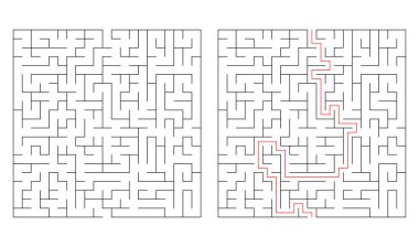 Labirent, labirent bulmaca oyunu. Bilmece, zeka oyunu konsepti (çözülebilir)