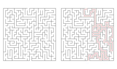 Labirent, labirent bulmaca oyunu. Bilmece, zeka oyunu konsepti (çözülebilir)