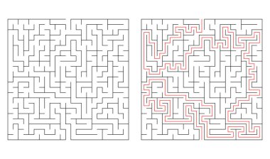 Labirent, labirent bulmaca oyunu. Bilmece, zeka oyunu konsepti (çözülebilir)