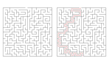 Labirent, labirent bulmaca oyunu. Bilmece, zeka oyunu konsepti (çözülebilir)